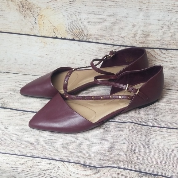Women's Apt 9 Maroon Pointed Toe Flats - Picture 1 of 5